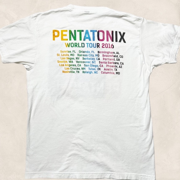 Pentatonix World Tour 2016 Pop Band Graphic T-Shirt White Unisex Sz M - Picture 2 of 6